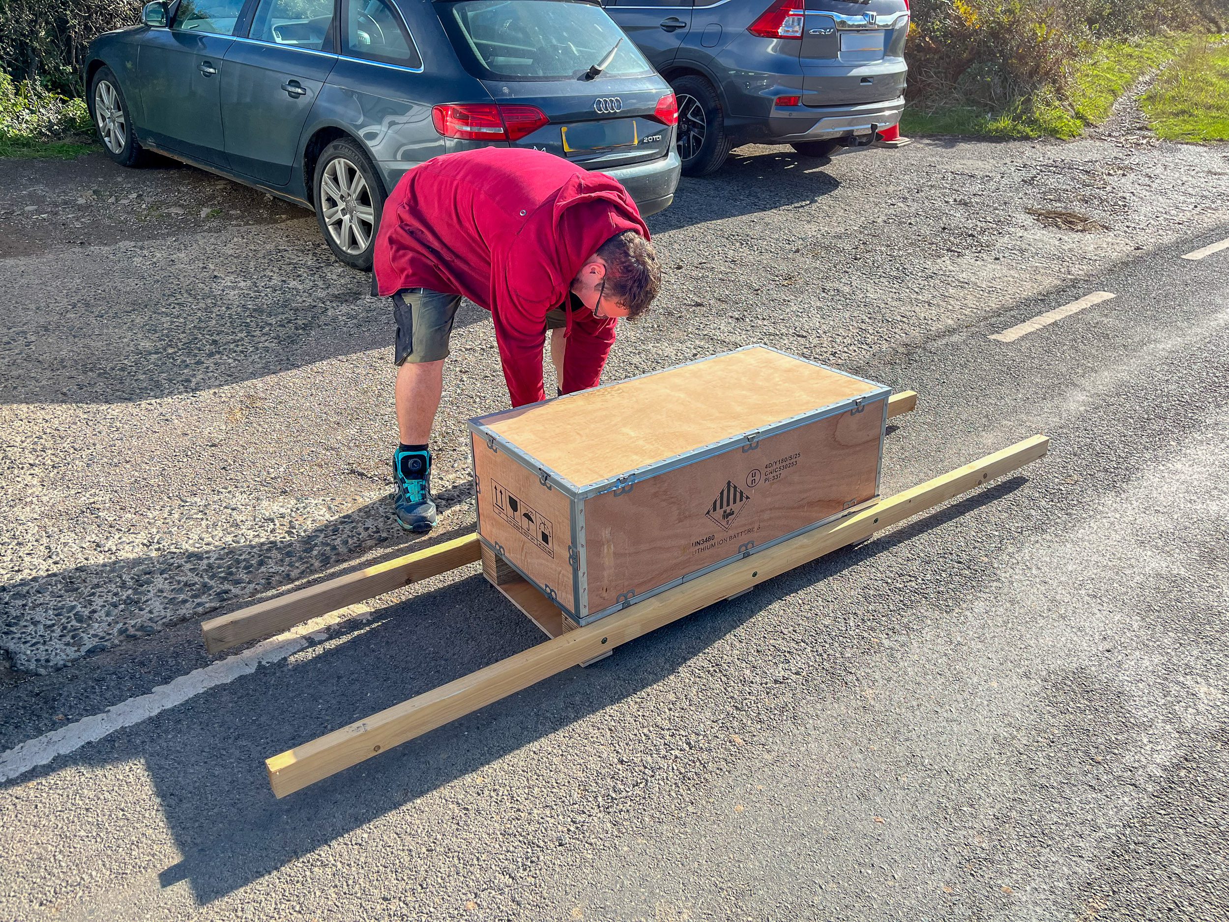 We had to get the battery down the cliffside somehow!