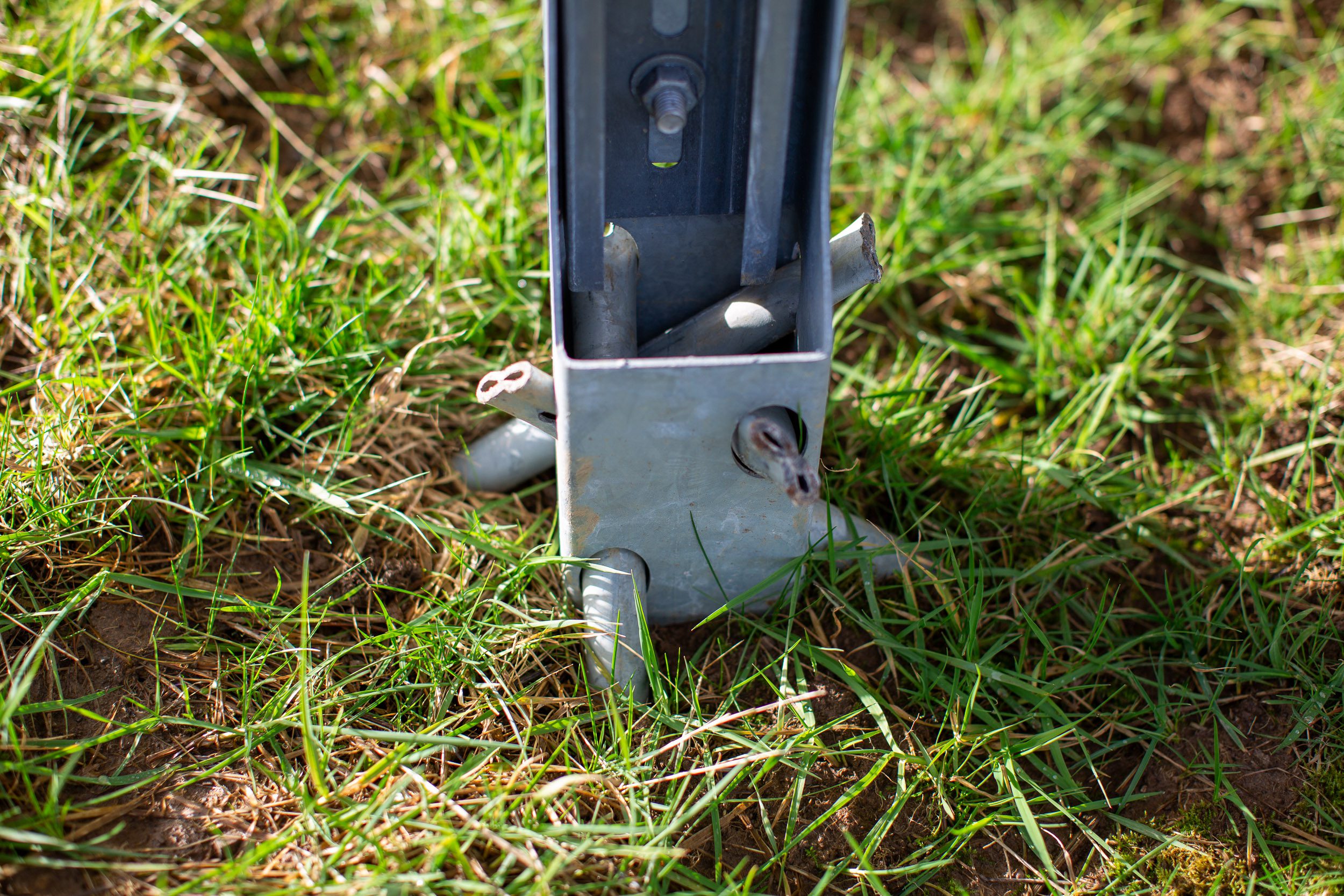 agricultural solarport ground mounted solar off-grid X-Anchors, no concrete required