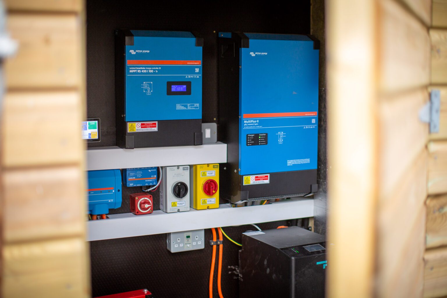 The Victron system, housed in an insulated shed.